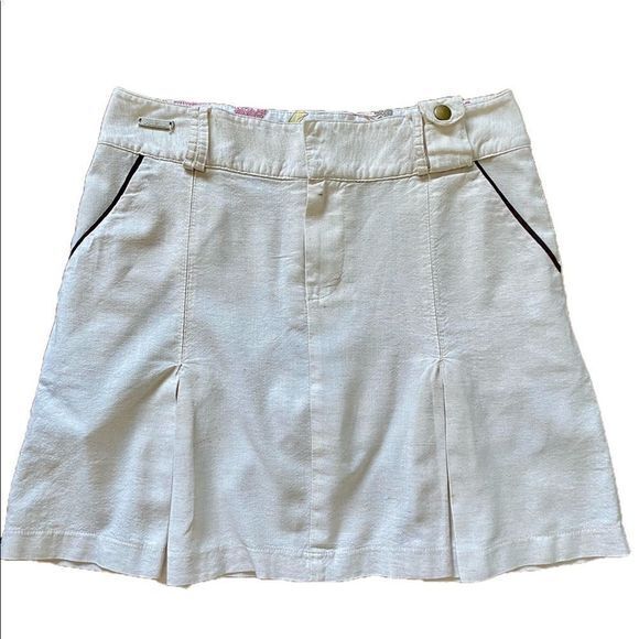 Stephane Verdino Pants - Verdino Linen Skort - 4 oatmeal cream , linen blend Skort